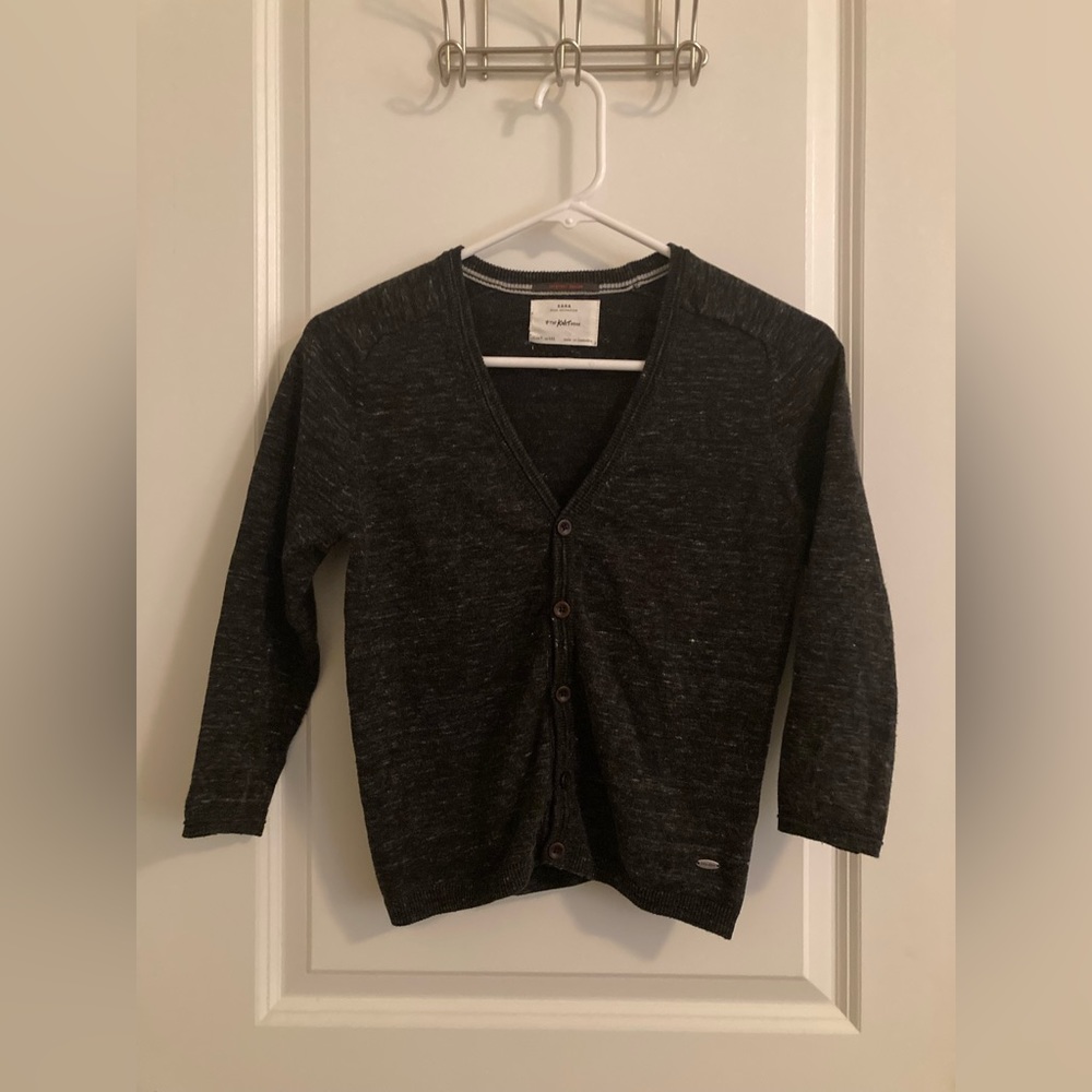 Boys knit sweater size 7 ZARA Heathered black/ charcoal